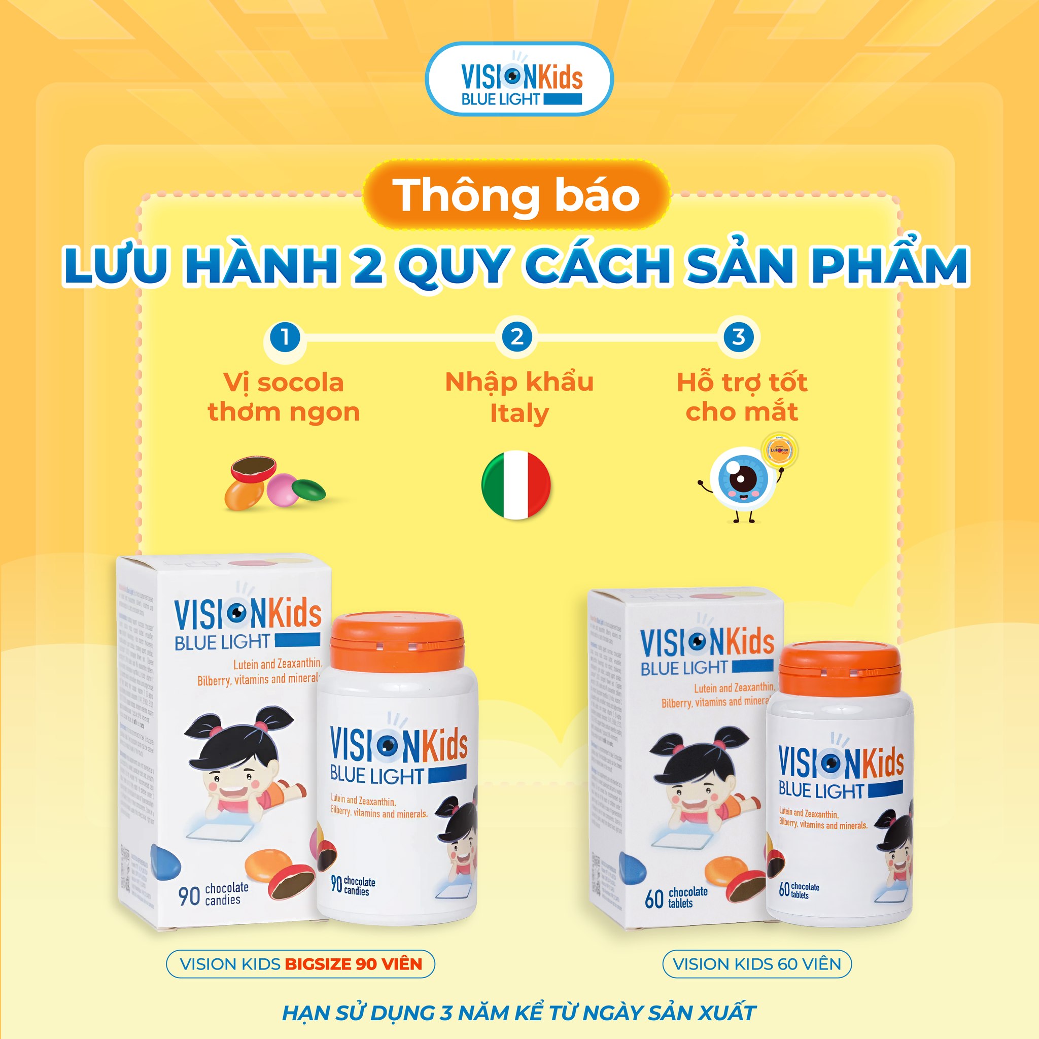 THÔNG BÁO LƯU HÀNH CẢ 2 QUY CÁCH VISION KIDS